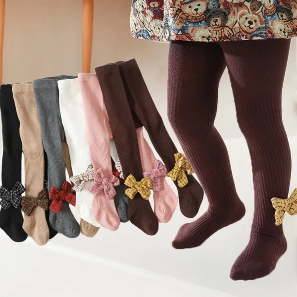 【18M-7Y】Girls Sweet Solid Color Cotton Bow High Elasticity Leggings - Popopieshop.com 