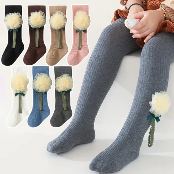 【6M-5Y】Girls Sweet Cotton Multicolor High Elastic Flower Leggings - Popopieshop.com 