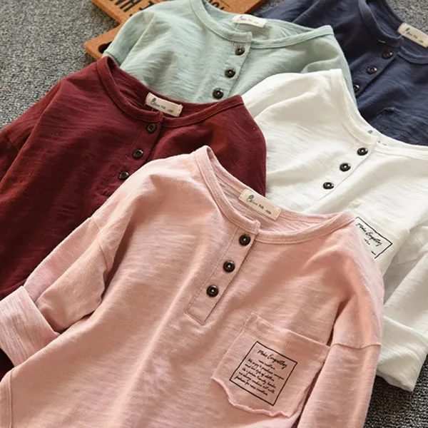 【2Y-10Y】Boys Casual Cotton Letter Printe Pocket Long Sleeve T-shirt - Popopieshop.com 