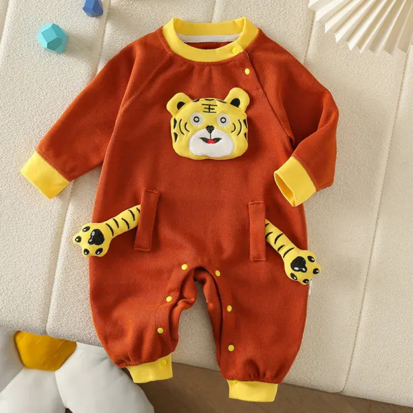 【3M-24M】Boys Cute Plush Warm Tiger Jumpsuit - Popopieshop.com 