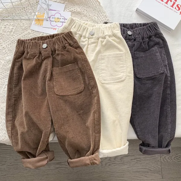 【18M-10Y】Boys Corduroy Solid Color Casual Pants - Popopieshop.com 