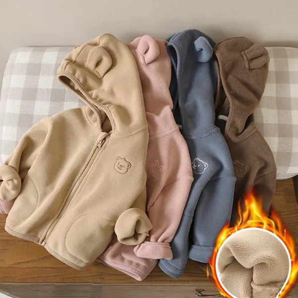 【12M-6Y】Unisex Cute Polar Fleece Keep Warm Hooded Jacket - Popopieshop.com 