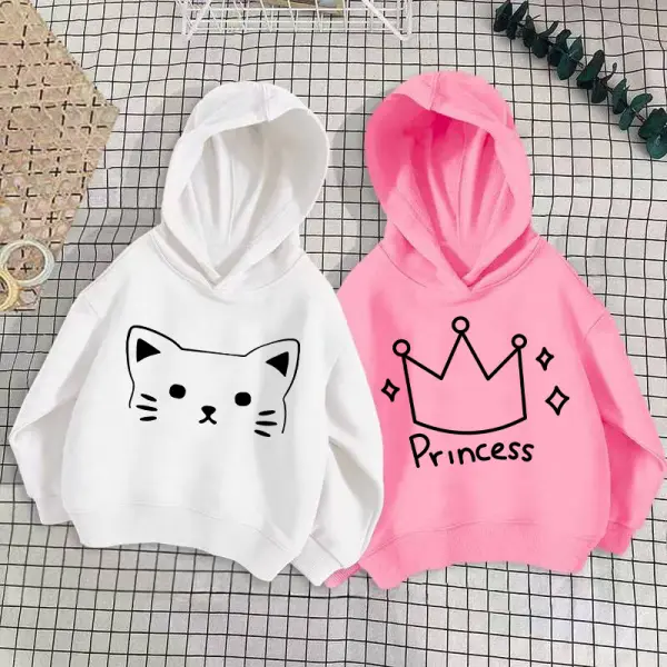 【18M-8Y】Girls Cute Cotton Cartoon Print Multicolor Hooded Sweatshirt - Popopieshop.com 