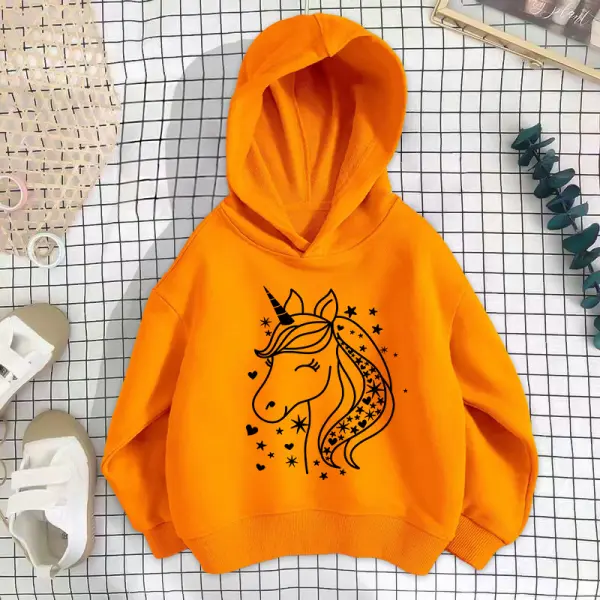 【18M-8Y】Girls Cute Cotton Unicorn Kitty Print Multicolor Hooded Sweatshirt - Popopieshop.com 