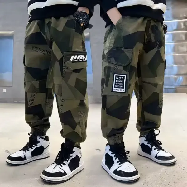 【3Y-15Y】Boys Casual Trendy Camouflage Letter Overalls - Popopieshop.com 