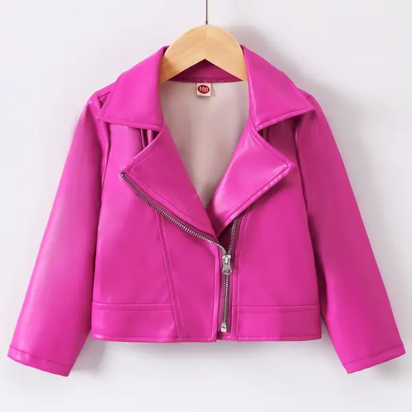 【18M-6Y】Girls Multicolor PU Leather Coat - Popopieshop.com 