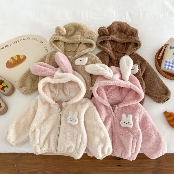【6M-5Y】Unisex Cute Flannel Keep Warm Hooded Coat - Popopieshop.com 