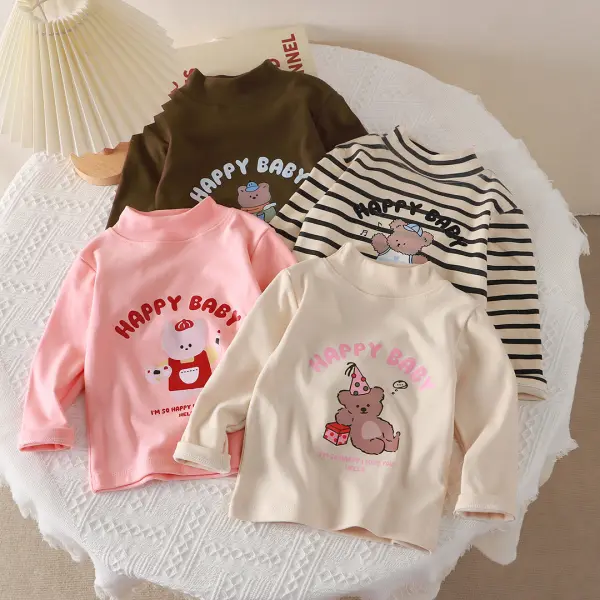 【12M-8Y】Unisex Cute Cotton Cartoon Print Multicolor Long Sleeve T-shirt - Popopieshop.com 