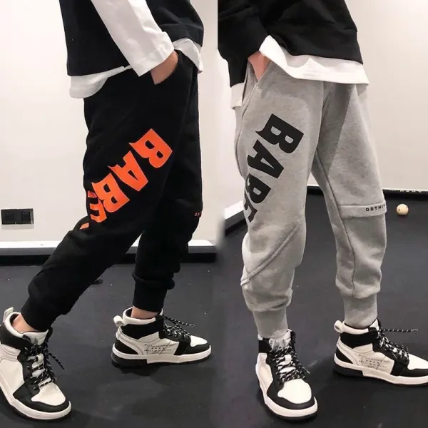 【3Y-15Y】Boys Cotton Letter Printed Casual Pants - Popopieshop.com 