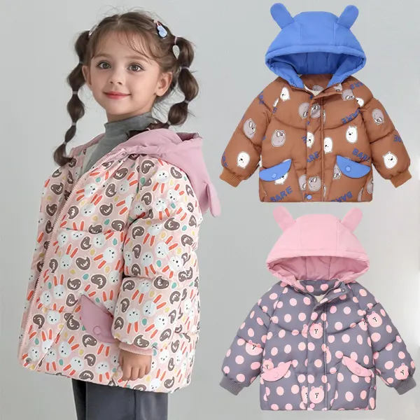 【18M-6Y】Unisex Cute Cartoon Print Hooded Cotton Coat - Popopieshop.com 
