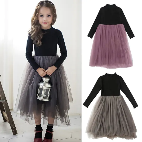 【3Y-12Y】Girls Sweet Long Sleeve Layered Tulle Dress - Popopieshop.com 