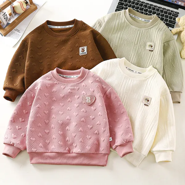 【12M-10Y】Unisex Heart Print Round Neck Sweatshirt - Popopieshop.com 