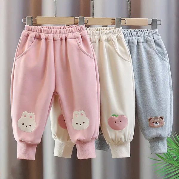 【12M-6Y】Girls Cute Rabbit Cartoon Embroidered Casual Pants - Popopieshop.com 