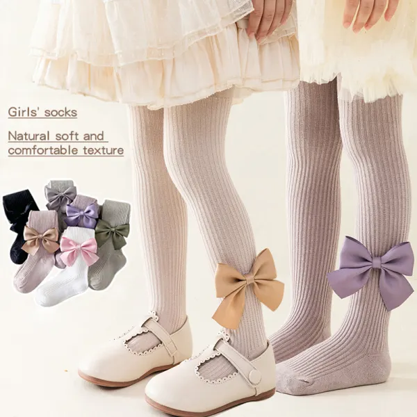 【18M-6Y】Girls Sweet High Elastic Breathable Multicolor Bowknot Tights - Popopieshop.com 
