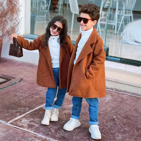 【18M-8Y】Unisex Kids Solid Color Tweed Coat - Popopieshop.com 