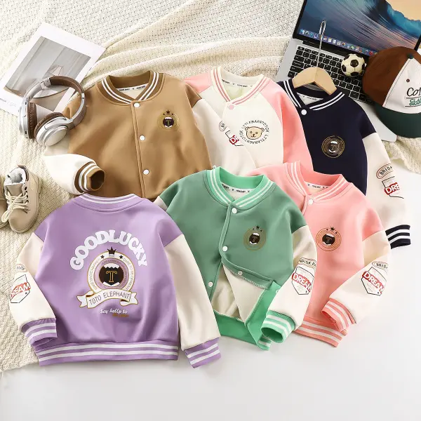 【12M-10Y】Unisex Kids Cartoon Print Baseball Jacket - Popopieshop.com 