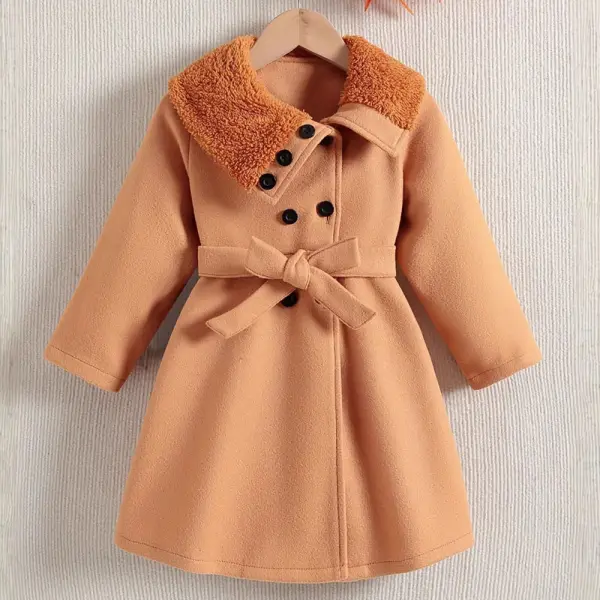 【1Y-8Y】Girls Light Brown Tweed Coat - Popopieshop.com 