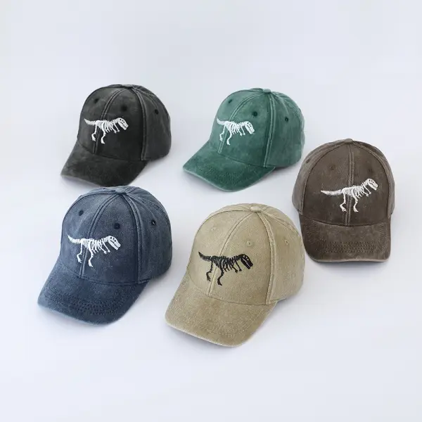 Boys Casual Dinosaur Embroidered Denim Baseball Cap - Popopieshop.chimpone.com 
