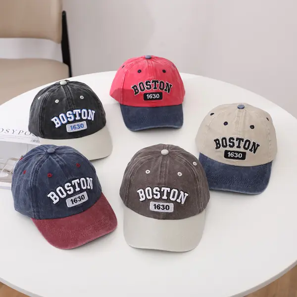 Boy Casual Letter Embroidery Colorblock Baseball Cap - Popopieshop.com 