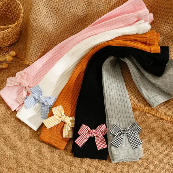 【0M-9Y】Girls Cute Plaid Bow Design Pantyhose - Popopieshop.com 