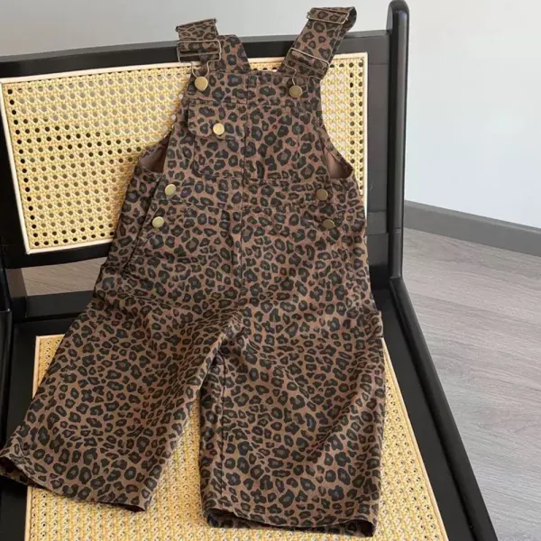 【3Y-8Y】Girls Fashion Leopard Print Overalls Only $27.99 - Popopieshop.com 