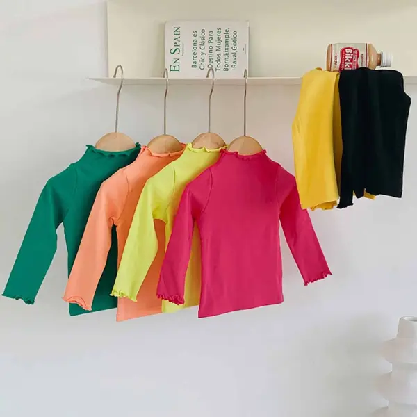 【12M-10Y】Girls Casual Cotton Solid Color Long Sleeve Multicolor T-shirt - Popopieshop.com 