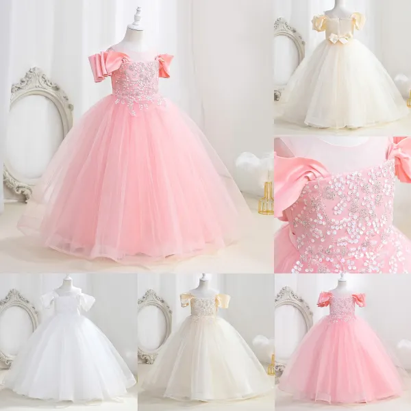 【2Y-8Y】Girls Elegant Beaded Embroidery Ruffled Tulle Princess Dress - Popopieshop.chimpone.com 