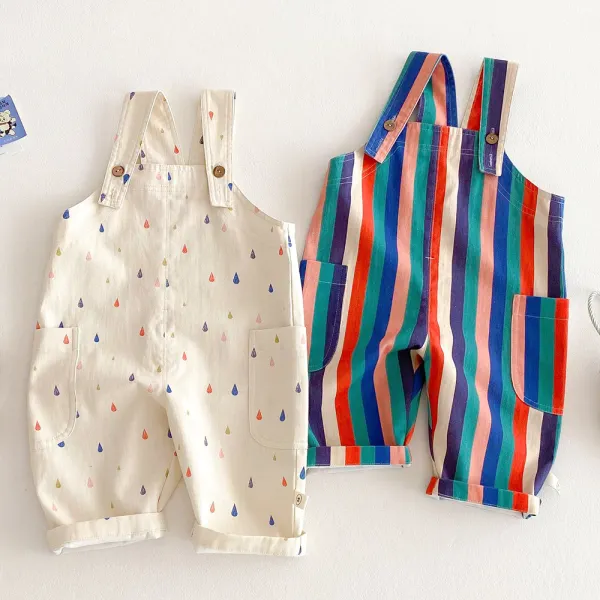 【6M-5Y】Unisex Cute Rainbow Striped Strap Pants - Popopieshop.com 