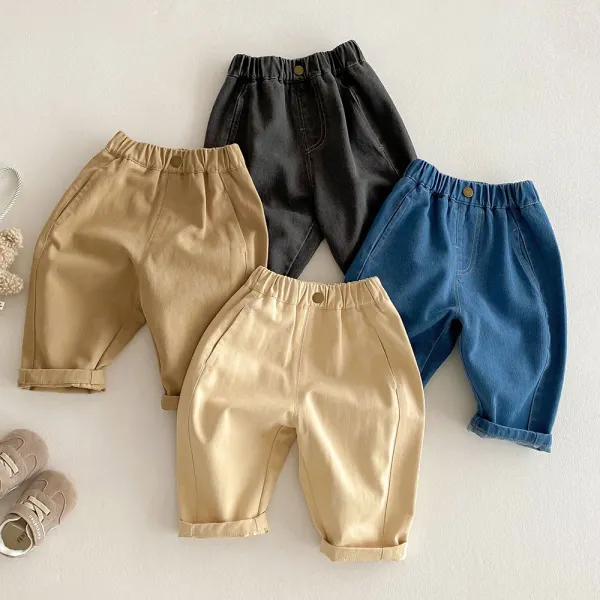 【6M-5Y】Boys Casual Solid Color Loose Pants - Popopieshop.com 
