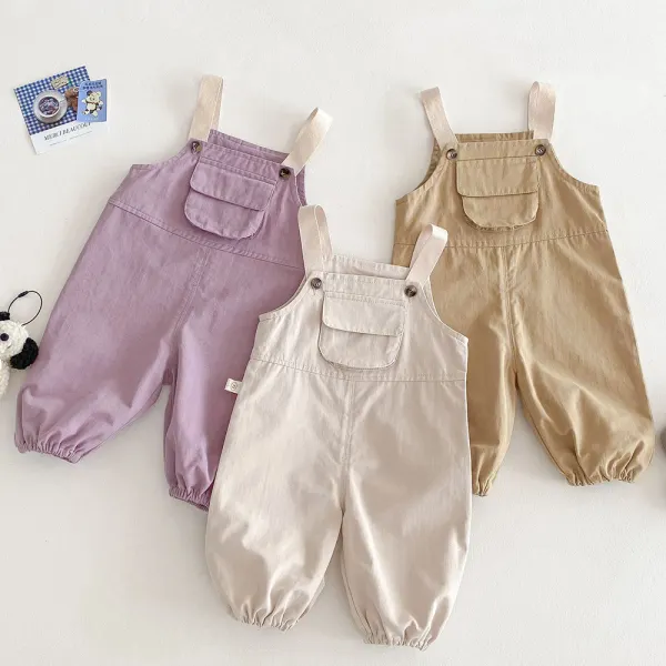 【6M-5Y】Unisex Casual Solid Color Strap Pants - Popopieshop.com 