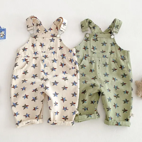 【6M-5Y】Unisex Cute Star Print Strap Pants - Popopieshop.com 