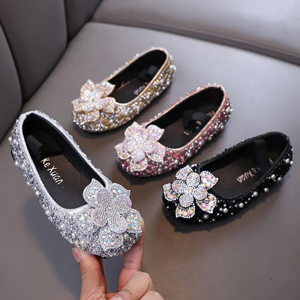 Girls Sweet Pearl Diamond Flower Princess Shoes - Popopie.com 