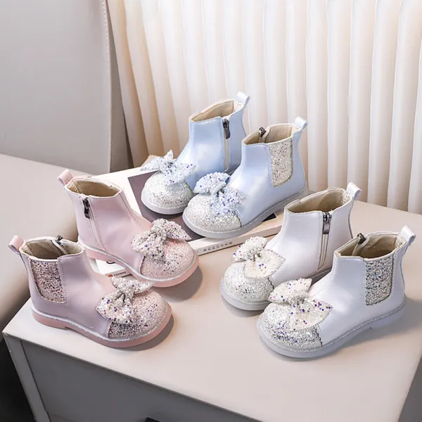 Girls Elegant Rhinestone Bow Princess Boots - Popopieshop.com 
