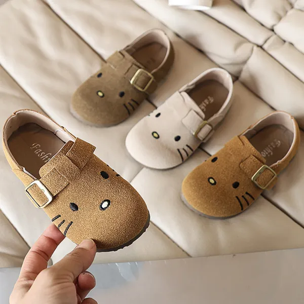 Girls Cute Cat Embroidery Soft-soled Loafers - Popopieshop.com 
