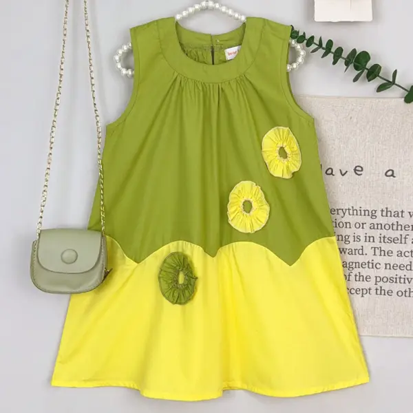 【18M-7Y】Girls Applique Sleeveless Dress - Popopieshop.com 