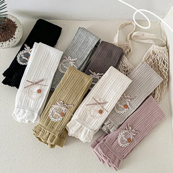 【12M-4Y】Girls Sweet Cotton Solid Color Ruffle Breathable Leggings - Popopieshop.com 