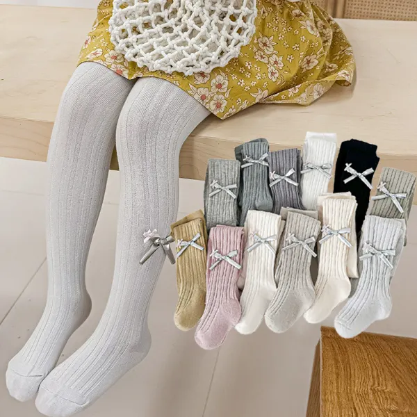【18M-5Y】Girls Sweet Cotton Bowknot Multicolor Breathable Pantyhose - Popopieshop.com 
