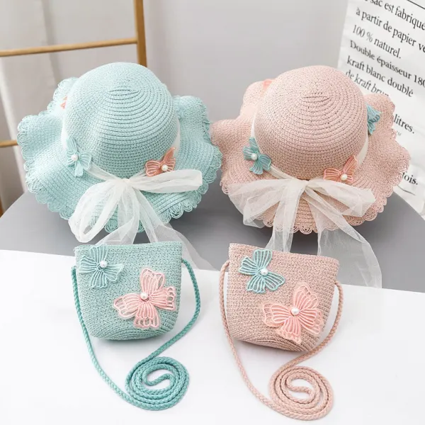 2-piece Girls Cute Butterfly Design Hat And Bag Set - Popopieshop.com 