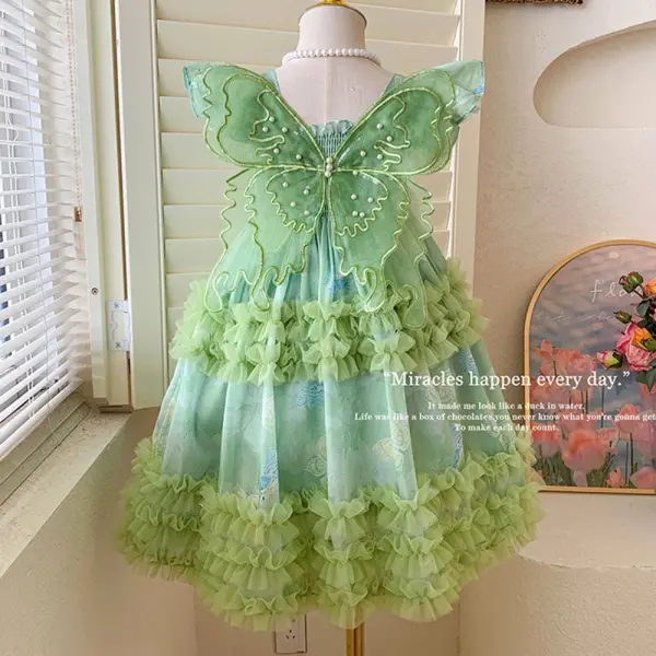 【2Y-10Y】Girls Butterfly Wings Chiffon Dress - Popopieshop.com 