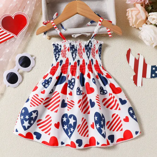 【0M-18M】Baby Girl Independence Day Printed Sling Dress - Popopieshop.com 