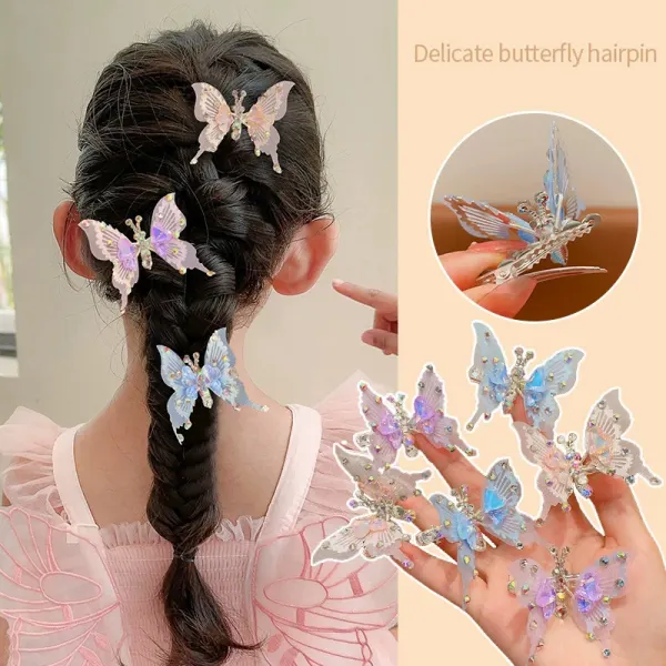 Girls Sweet And Cute Moving Sparkly Butterfly Hair Clip 1PC - Popopieshop.com 