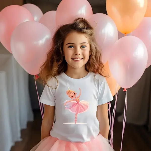 【1Y-8Y】Girls Casual Cute Cartoon Print White Short Sleeve T-shirt - Popopieshop.com 