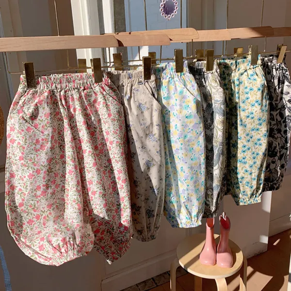 【18M-10Y】Girls Sweet Breathable Floral Casual Pants - Popopieshop.com 