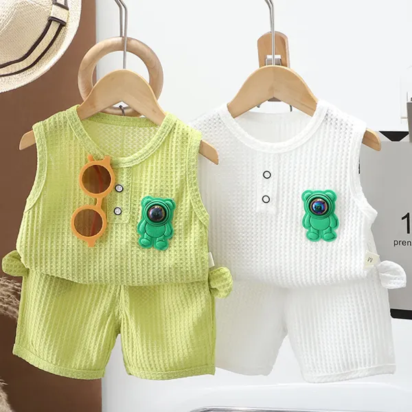 【12M-5Y】2-piece Boys Cute Light Up Astronaut Vest And Shorts Set - Popopieshop.com 