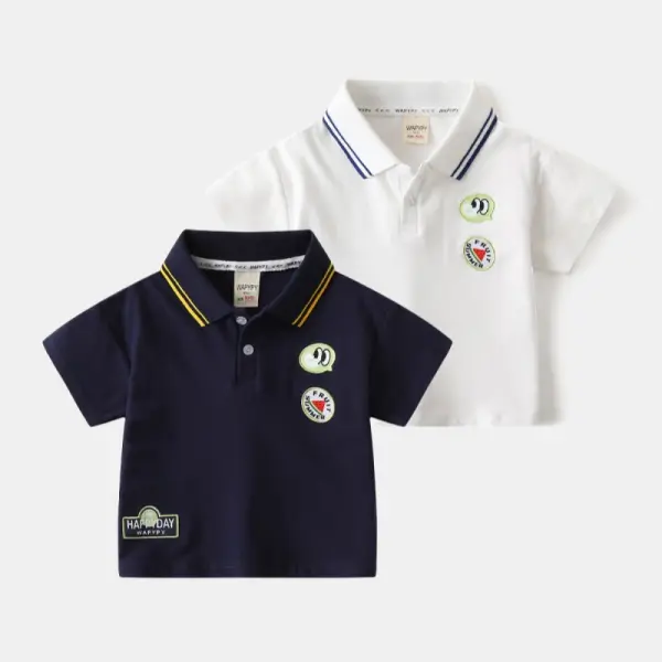 【18M-8Y】Boys Casual Cartoon Printed Short Sleeve Polo Shirt - Popopieshop.com 