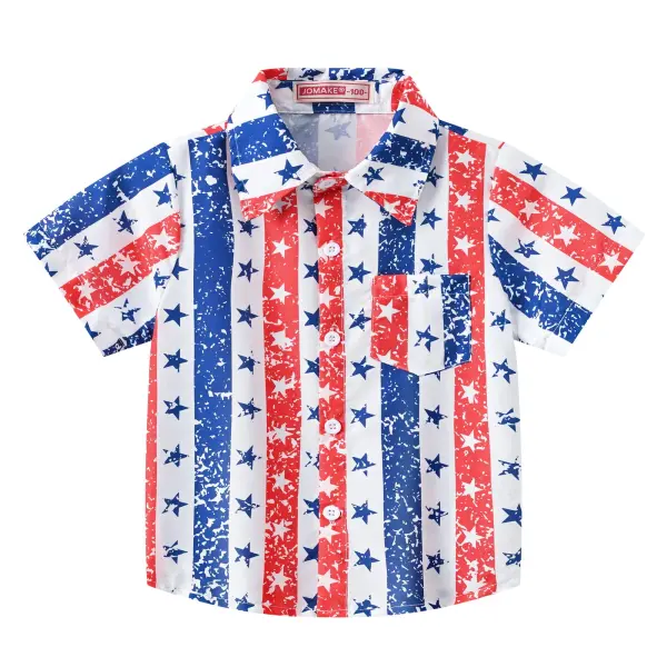 【18M-8Y】Boys Independence Day Print Short Sleeve Shirt - Popopieshop.com 