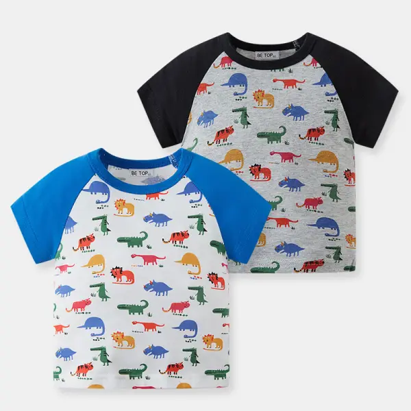 【18M-8Y】Boys Dinosaur Print Short Sleeve T-shirt - Popopieshop.com 