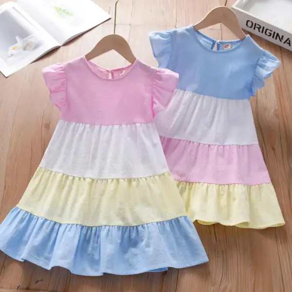 【18M-8Y】Girls Cotton Colorblock Dress - Popopieshop.com 