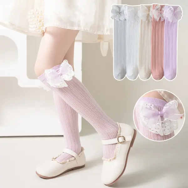【3Y-12Y】40cm Girls Sweet Lace Bow Design Summer Fashion Socks - Popopieshop.com 