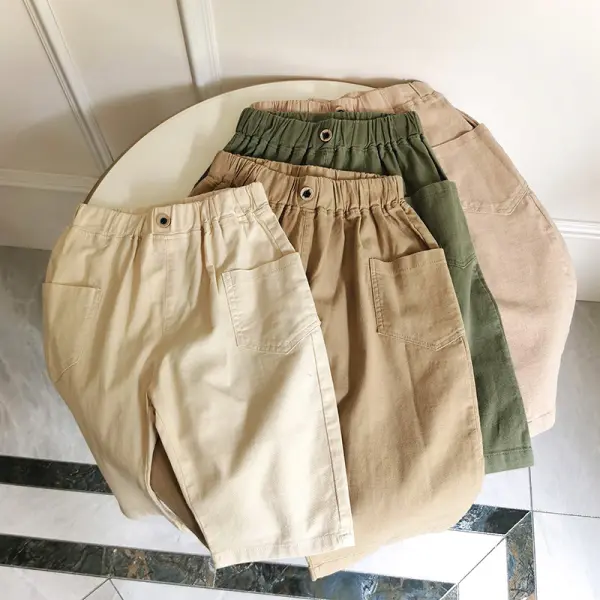 【3Y-10Y】Boys Casual Solid Color Shorts - Popopieshop.com 